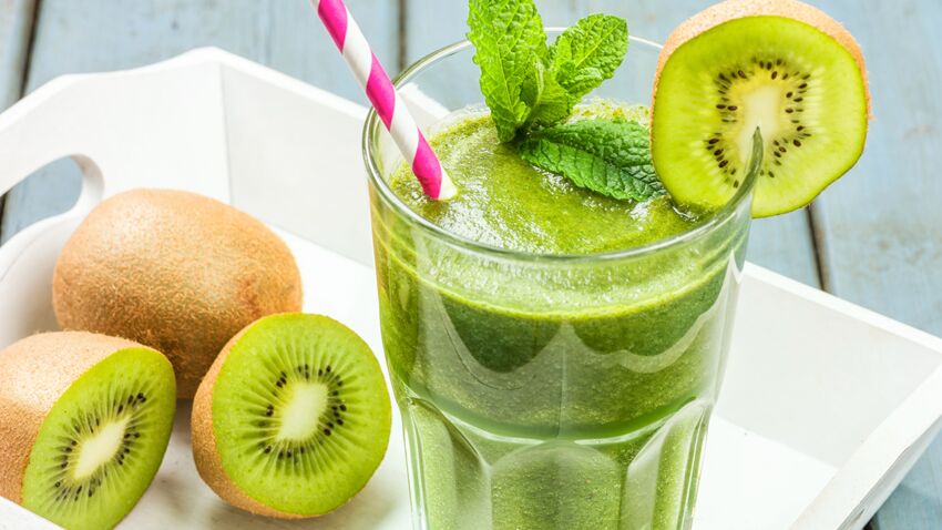 Fouetté vert protéiné au kiwi.